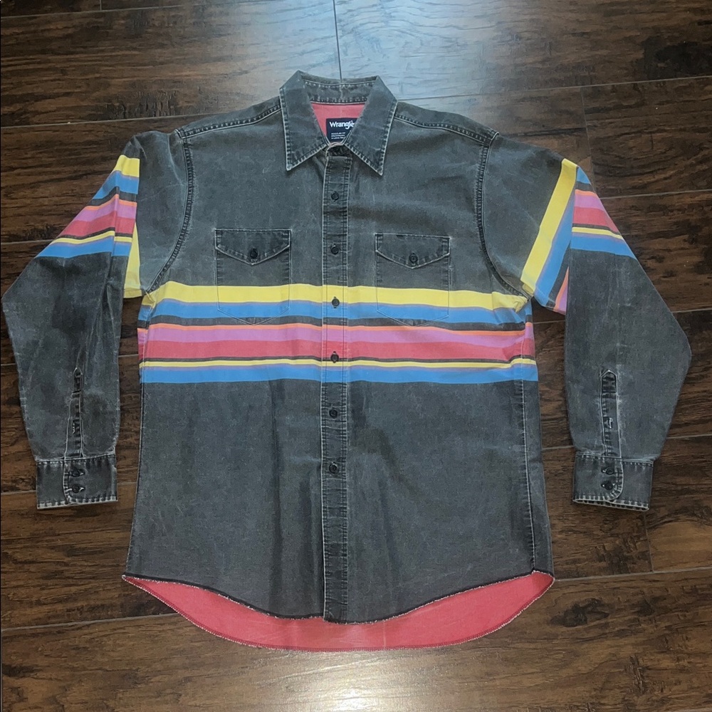 Wrangler Brushpopper Shirt with Colorful Stripes XL